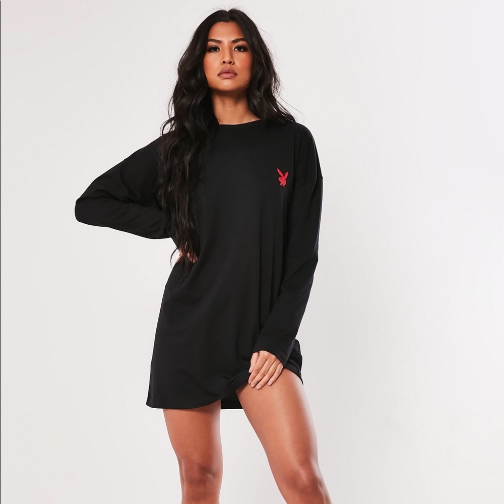 SOLD Playboy Missguided Black Lips T Shirt Dress - Picture 2 of 4